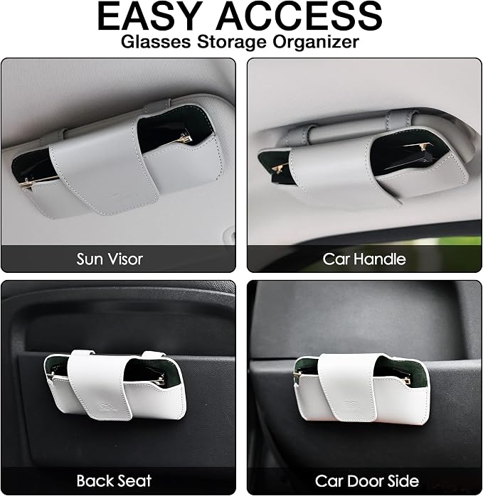 Sunglass Holder for Car Visor, Car Sunglasses Holder Leather, Eyeglasses Holder Glasses Storage Case Visor Accessories - Image 7