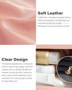 2Pack Clear Makeup Bags Set, Small Clear Makeup Bag, PU Leather Travel Makeup Brush Case Portable Transparent Waterproof Cosmetic Pencil Case Organizer Pouch(2Pack-White Set) - Image 8