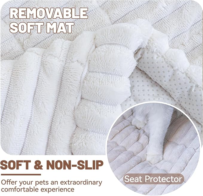 Dog Car Seat Waterproof Bed Cover Back Seat White 23.6”x51” | Nonslip Soft Comfortabl Pet Bed Mat Car Blanket for Travel Backseat Extender Seat Covers Dog Bed for Cars Trucks and SUVs - Image 5