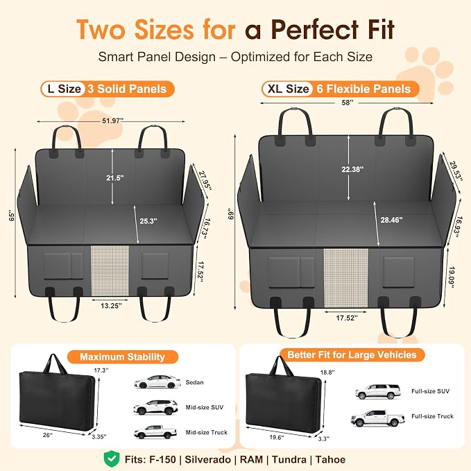XL Hard Bottom Dog Car Seat Cover, 58"×69", Waterproof PU Leather | Stable Hard Bottom Support for Comfortable Rides with Large Dogs - Image 4