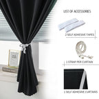 Adhesive Blackout Curtains- Self Stick Shades Window Blinds Curtains No Rod Needed Easy to Hang Curtains, Use for Bedroom, Living Room, Dining Room, Kitchen, Home Office, 47"W X 59"L, Black, 1 Panel - Image 2