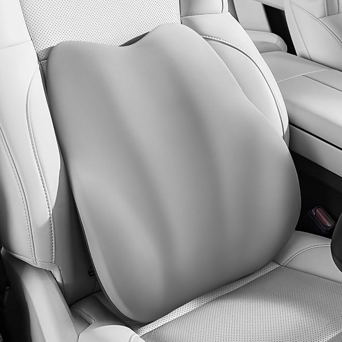 BEBAS Ergonomic Lumbar Support Pillow for Car, Memory Foam Car Back Cushion | Comfort Lumbar Pillow for Back Pain Relief, Breathable Washable Cover, Fits for Driving, Office, Wheelchair, Gray by BEBAS