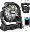 DOWILLDO 30000mAh Portable Battery Powered Camping Fan - with LED Light, Quiet Battery Operated, Camping Gear for Travel, Tent, Beach, Car or Hurricane Power Outages, Black by DOWILLDO