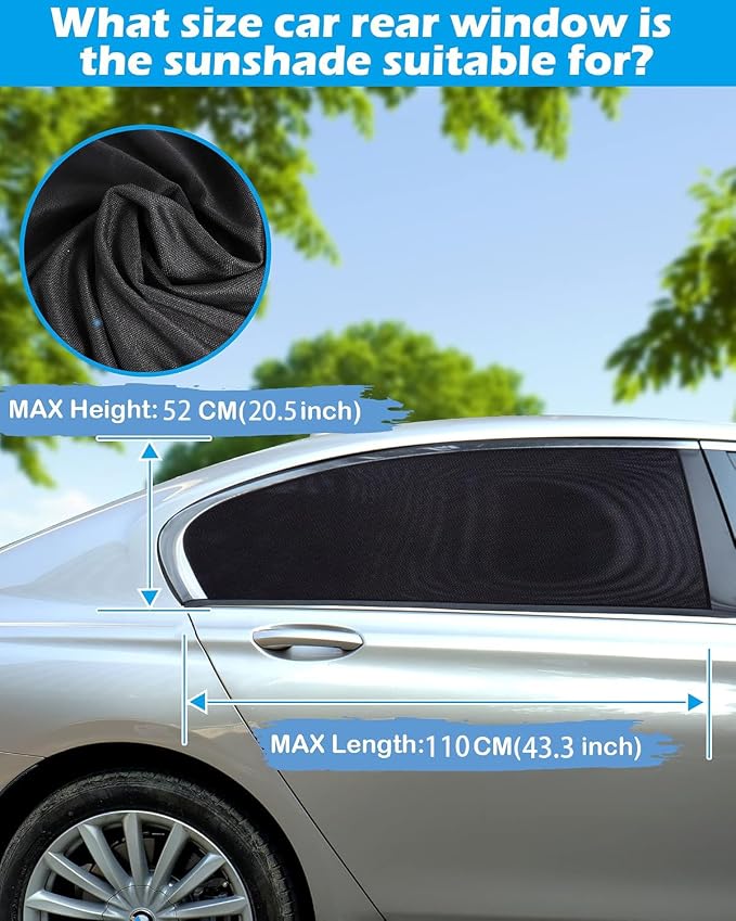 Tevlaphee Car Window Shades, 2 Pack Car Sunshade for Kids Breathable Universal Sun Visor Car Net for Baby with Certified UV for Side Window, Spandex Mesh Material Protect Privacy for Family (L) - Image 2