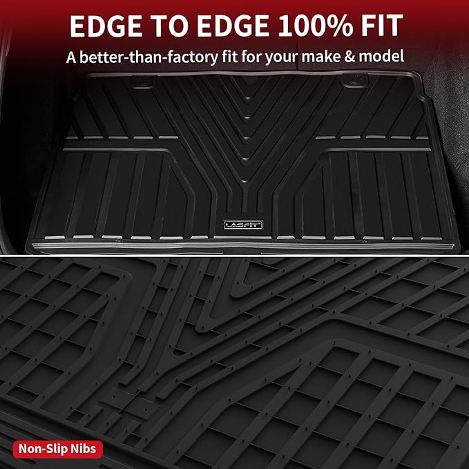 LASFIT Floor Mats for Honda CR-V 2023-2026 (Gasoline & Hybrid & e:FCEV) | All Weather Custom Fit Anti-Slip TPE Floor Liners 1st & 2nd Row & Cargo Liner (Upper Position), Full Set - Image 6