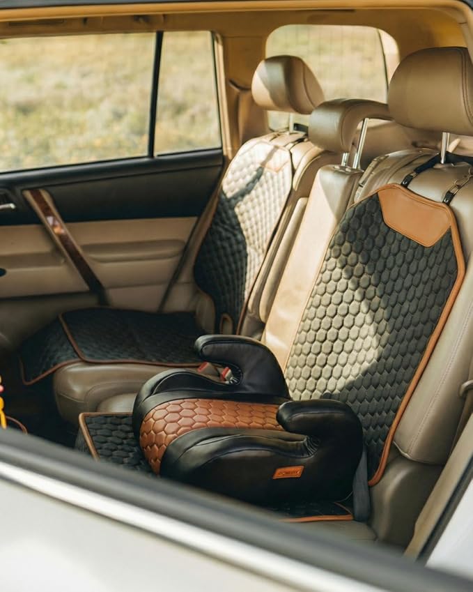 Premium Leather Car Seat Protector for Child Car Seat Cover from Dirt Scratches - Infant Car Seat Protector for Back Seat/Front Booster Seat Protector Under Baby Car Seat Waterproof 1pc Hexy by OwleysCarAccessories