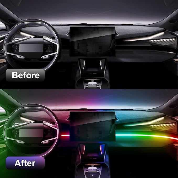 43.3in Acrylic LED Lights for Car, 146 LEDs RGB LED Strip Light | App Control, Music Sync Interior Car Lights for Women Men Gifts - Image 6