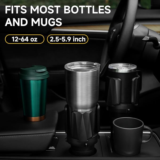 DYLEN Large Cup Holder Expander with Expandable Arms, Fits 2.5-5.9" Bottles | Cup Holder Adapter Fits Owala/YETI/Hydro Flask/Stanley 12–64 oz; Most Large Bottles; Compatible with Round Cup Holders - Image 3