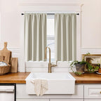 RYB HOME 100% Blackout Short Curtains for Small Window, Thermal Insulated | Total Room Darkening, Noise Reducing, Curtains for Kitchen Bathroom Basement, W42 x L45, Natural, 2 Panels by RYBHOME