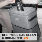 HOTOR Car Trash Can, Compact Waterproof Organizer, Leak-Proof Bin, 2-Gallon | Gray, Multifunctional Car Accessory with Adjustable Straps & Magnetic Snaps for Interior Car Storage - Image 4