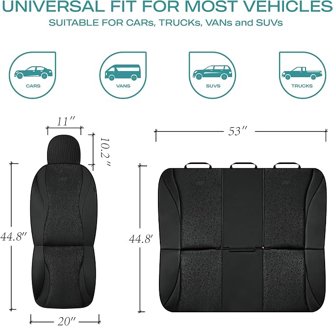Skechers Car Seat Covers,Leather Seat Covers with GOGA Mat Technology,Waterproof Car Seat Covers Full Sets,Airbag Compatible,Comfort Universal Fit for Most Cars,Vans,Trucks,SUVs,Black - Image 6