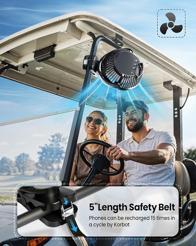 40000mAh Clip on Fan for Golf Cart, Up to 127Hrs Portable Rechargeable Fans | 8-inch Desk Fan with 3 Speeds, 9 LEDs, Remote, Timers, Hook, Battery Operated Fan for Office, Desk, Camping, Treadmill, Tent - Image 2