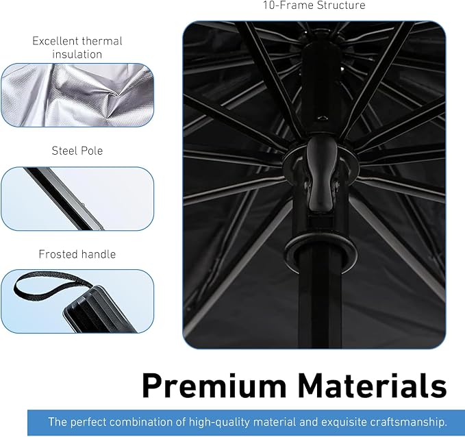 1 PC Car Sunshade Umbrella, Windshield Sun Shade with UV Block, Foldable Reflective Sunscreen Front Window Cover, Universal for Most Cars, Trucks, SUVs (55"x 31" Sliver #B) - Image 3