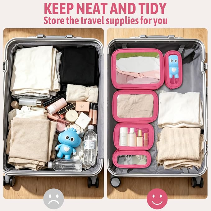 YOPCDJ 5PCS Diaper Bag Organizer Pouch, Clear TPU Waterproof Organizer Zipper Bags, Cosmetic Bag Set, TSA Approved Toiletry Bags, Travel Organizer Bag for Kids and Women - Image 9