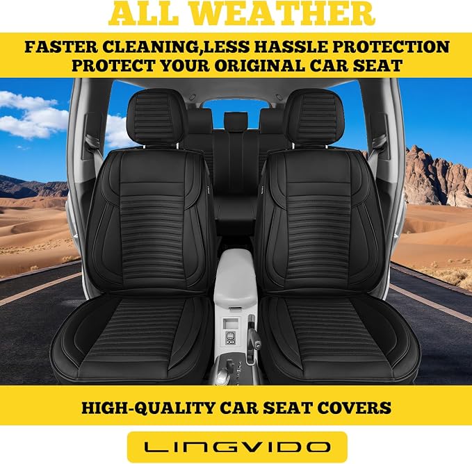 Car Seat Covers Full Set, Faux Nappa Leather, for Sedans and SUVs | Full Set, Waterproof, Airbag Compatible - Image 3