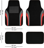 CAR PASS Leather Sporty Car Floor Mats Carpet, Universal Waterproof Automotive Floor Mat Fit for Sedans, Cars, Mid Trucks, Vans, SUV, Set of 4 (Black and Red) - Image 4