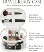 Clear Makeup Train Case Vanity Bag Make Up Travel Bag with Brush Holder, Compact Transparent Makeuo Bag for Traveling Leather Cosmetic Case Portable Travel Essentials Toiletry Organizer White - Image 3