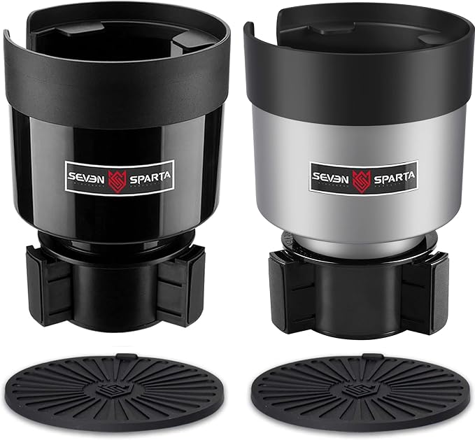 SEVEN SPARTA 2 Pack Car Cup Holder Expander Organizer Adjustable Base, Compatible with Yeti 20/26/30 oz, Hydro Flasks 32/40oz, Nalgenes 30/32/38/48 oz, Other Bottles in 3.4"-3.8" (Black and Silver) | Compatible with Yeti, Hydro Flask & Owala 32-40oz, U... by SevenSparta