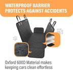 Dog Car Seat Cover for Back Seat, Waterproof Pet Hammock Protector, Durable Nonslip Seat Protection SUV Truck, Standard 53"x56", Orange - Image 4