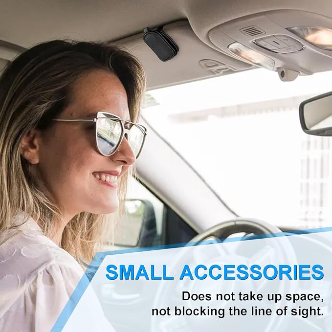 LTOHOE 2 Pack Sunglass Holder for Car, Magnetic Leather Sunglasses Holder and Ticket Card Clip, Universal for Different Size Glasses, Car Visor Accessories(Black) - Image 5