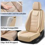 Coverado Car Seat Covers, Front Covers for Cars, Car Seat Cover Front Seats, Car Seat Protector Waterproof, Leather Car Seat Cushion, Universal Interior Covers Seat Protectors for Most Cars Beige - Image 3
