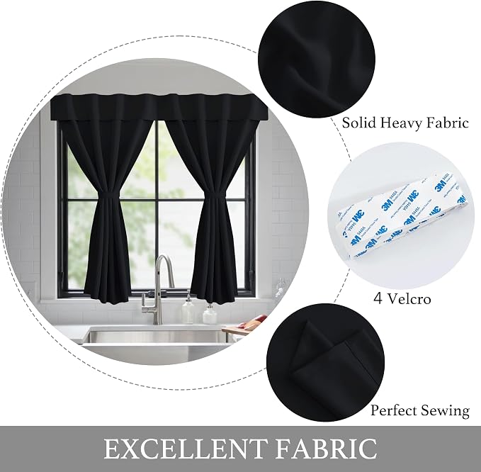 NICETOWN Black Portable Blackout Curtains for Door Window, 42" x 48" | Room Darkening Window Blinds Privacy Thermal Insulated Short Magnetic Curtains for Closet Doorway Basement, 1 Panel - Image 4