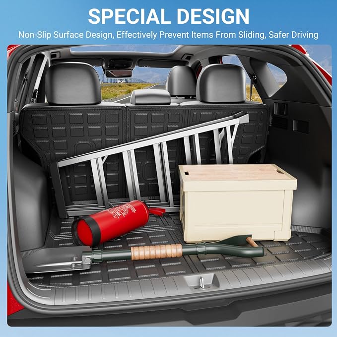 Xipoo Cargo Mats Backrest Mat Compatible with 2022-2026 Tucson | TPE Trunk Mats Cargo Liner Replacement For 2022 2023 2024 2025 2026 Tucson Accessories (Rear Trunk Mat+Rear Backrest Mat) - Image 4