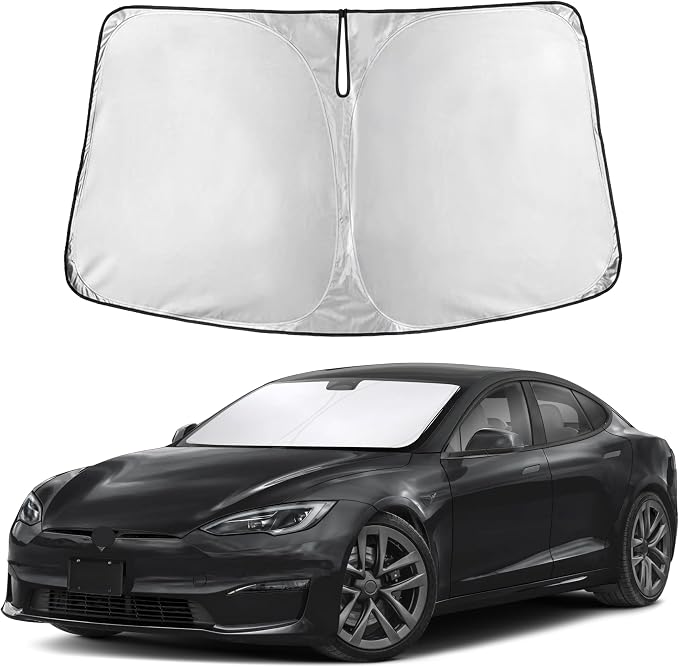 Autovir Windshield Sun Shade Fit for 2012-2024 2025 2026 Tesla Model S | Sunshade, Front Car Window Shades Sun Visor, Blocks UV Rays & Heat, Car Accessories by Autovir