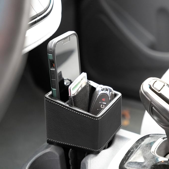Superior Essentials Car Phone Holder & Key Storage Expander for Cupholder - Universal Size Phone Mount for Car - Elegant Design with Easy Installation - Effortless Charging Cell Phone Holder for Car - Image 9