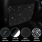 Sparkling Diamond Car Kick Mats Back Seat Protector |Cute Kick Mats Protect from Dirt Mud | Seat Back Protector with Bling Crystal Rhinestone Car Interior Decor Accessories Black 2Pcs - Image 2