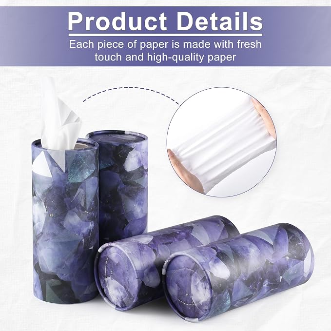 SINGARO Car Tissue Holder, 4 Pack Car Cup Holder Facial Tissues with Travel Tissue Bag, Quick and Convenient Flower Combination Box(4 Canisters/200 Tissues) Purple - Image 3