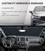 Pigenius Windshield Sunshade for Ram 2500/3500/4500/5500 2019-2024 with 5 inch Wide Sensor Front Window Shade - Metallic - Image 2