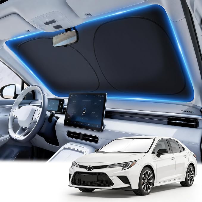 JUSTTOP Windshield Sun Shade for 2020-2026 Toyota Corolla (Not for Corolla Cross) Accessories | Easy-Fold Windshield Sun Shade | 300T Upgraded Heat & UV Reflective Sunshade for Car Windshield by JUSTTOP