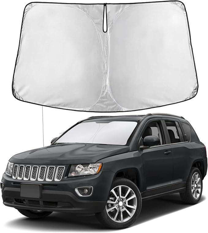 EcoNour Windshield Sunshade Compatible for Jeep Compass 2007-2014 2015 2016 | Sun Visor for Front Windshield & Window Sun Shade Cover, UV Heat Blocker & Protector, Car Accessories by EcoNour