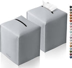Tissue Box Cover, Tclouda, Modern PU Leather Square Tissue Box Holder for Creative Decorative, 2 Pack, Ideal for Bathrooms/Office/Car/Nightstand/Outdoor Tent/Dining Table, 5"X5"X5", Double Gray by Tclouda