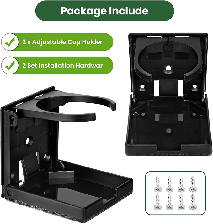 2pcs Wall Cup Holder, Boat Cup Holder, Diamond Embossed Texture | Folding Cup Holder for Boat, 2.36"-3.94'' Adjustable RV Cup Holder Fits Most Sizes of Cups Mugs Bottles, ABS, Black - Image 8