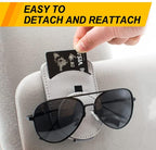 Sunglass Holder for Car Visor, Magnet Adsorbed Sunglasses Holder for Car Accessories Parts, Leather Car Sunglass Holder, Car Visor Sunglasses Clip for Glasses Cards (1PCS, Gray) - Image 3