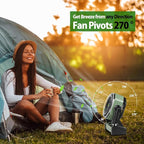20000mAh Battery Powered Camping Fan, 58Hrs Rechargeable Portable Fan, 400LM Light, 360° Hook, Whisper Quiet Battery Operated Fan for Outdoor Car Travel Gear Essentials Power Outages Co-brand AMACOOL - Image 4