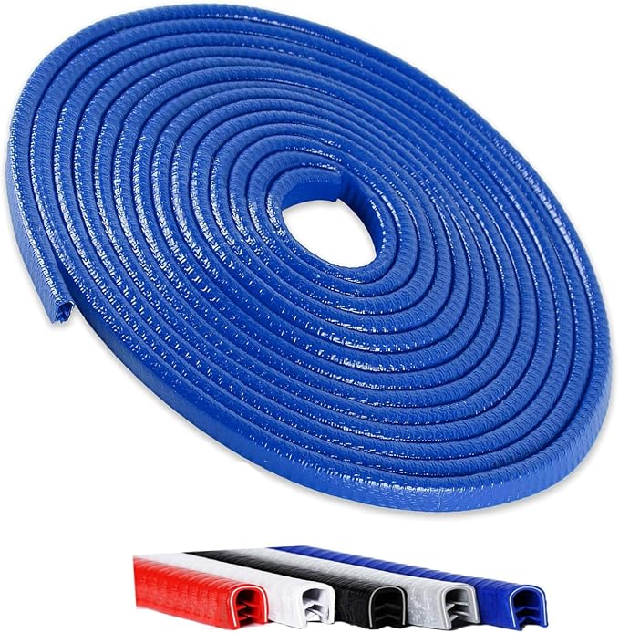 Winfort 16.5FT (5M) Car Door Edge Guards, No-Glue Rubber Edge Trim (Blue) | Car door edge protector with U-shaped steel clips for most cars, SUVs and trucks; helps guard paint from chips and scratches by Winfort