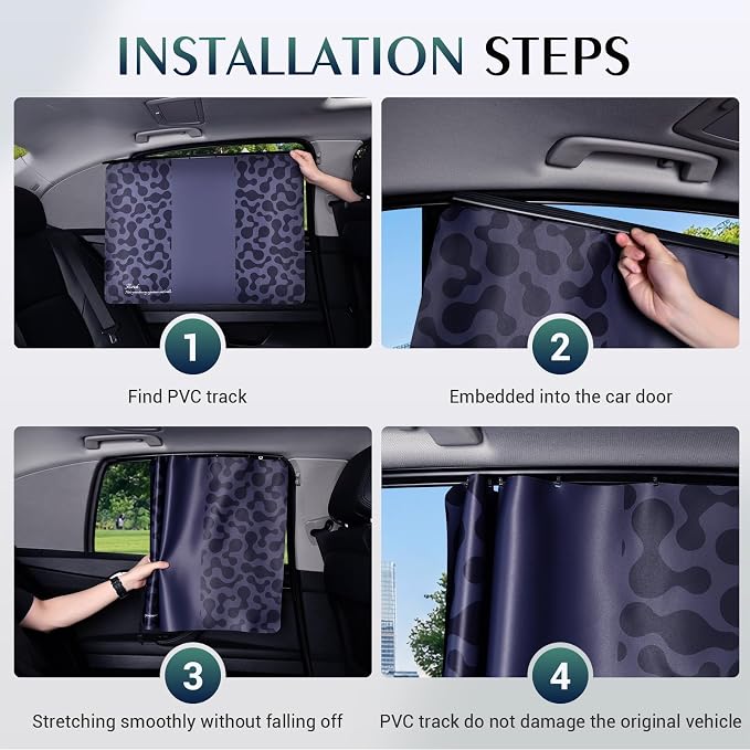 FLORICH Car Window Shades 1 Pack Car Window Shade for Baby, Block Light Car Sun Shade Protect Embedded Track Privacy for Family, Universal Fit for Most Cars - Image 6