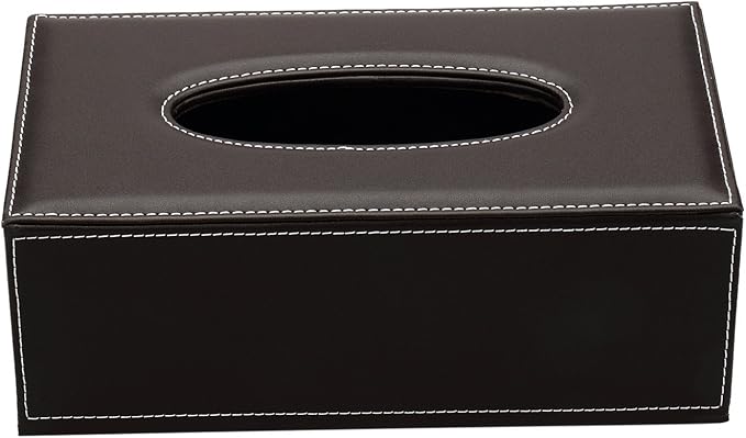KINGFOM Rectangular PU Leather Tissue Box Cover - Facial Tissue Paper Napkin Holder for Bathroom, Home, Office, Car Automotive Decoration with Magnetic Bottom(Brown) - Image 4