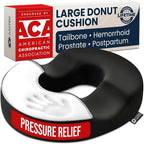 5 STARS UNITED Donut Pillow for Tailbone Pain & Hemorrhoids – Large Orthopedic Memory Foam Seat Cushion for Pressure Relief – Prostate, Postpartum, Pregnancy, Bed Sore, Premium Black Suede by 5STARSUNITED