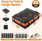 DUMOS Car Roof Bag Cargo Carrier Waterproof 20 Cubic Feet for All Vehicles | Rooftop Bag with Anti-Slip Mat, Combination Luggage Lock, Reinforced Straps & Door Hooks, Fit Vehicles with/without Roof Rack - Image 3