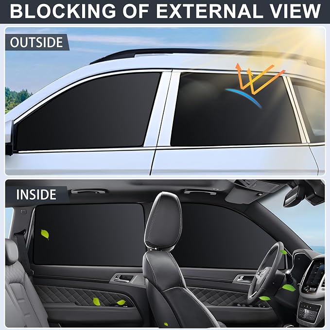ZATOOTO Magnetic Car Window Shades 4 Pack, Car Window Curtains for Camping | Full Blackout for Privacy, 99% UV‑Block, Heat Insulation, Breastfeeding, Napping, Camping, and Travel, Metal Frame Fit - Image 2