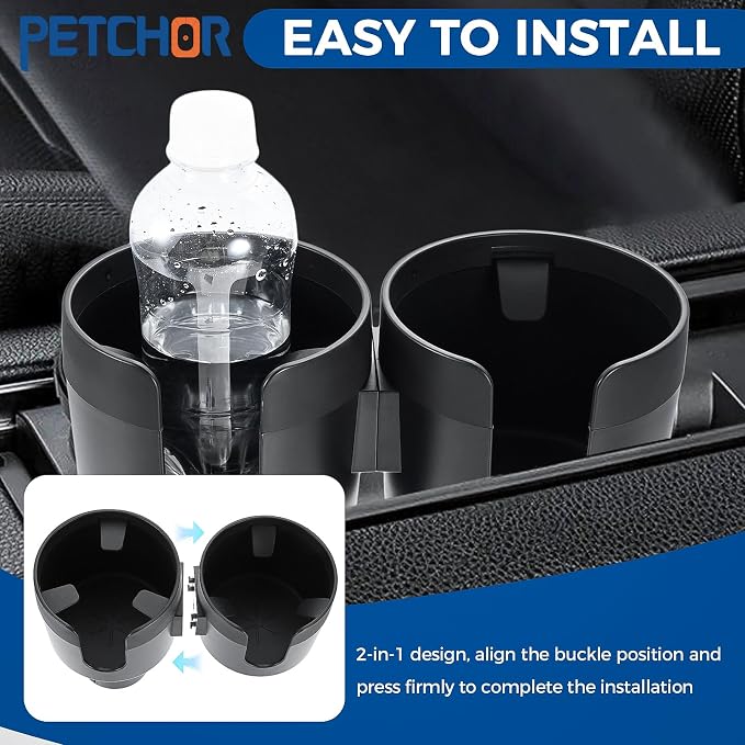 Large Dual Car Cup Holder Expander for Bottles Cups Snack Organizer | With Impact-resistant Silicone Edges for Anti-Slip Stability. All Purpose Car Cup Holder for Bottles Cups Snack Organizer - Image 5