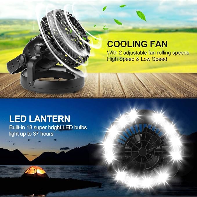 Odoland Portable LED Camping Lantern with Ceiling Fan - Hurricane Emergency - Image 3