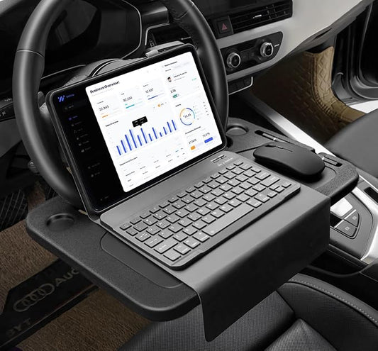 XINDELL Steering Wheel Tray - Food Tray for Eating & Laptop Holder Vehicle Travel Accessories, Front Seat Desk Car Organizer, Compatible with Honda, Jeep, Nissan, Ford, Truck & Van Interiors by XINDELL-NotJustForCleaningButForLifestyle