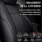 Coverado Tacoma Seat Covers Full Set, Faux Leather Seat Covers Custom Fit for 2005-2023 Toyota Tacoma Double/Crew Cab Base Prerunner SR5 Limited TRD Sport Interior Covers (Black) - Image 4