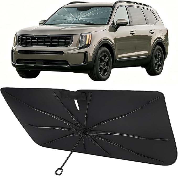 Proadsy Custom Fit Windshield Sun Shade Umbrella for 2021-2026 Kia Sorento | Advanced Ice Crystal Material, -54°F Cooler, Zero-Gap Sunblock, Instant Setup & Foldable Design for Summer Parking, Daily Use by Proadsy