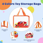 4 Pcs Toy Storage Bags, Clear PVC Toy Organizer with Zipper, Waterproof Travel Bags with Labels for Building Blocks, Puzzle, Kids Books (multicolor2) - Image 3